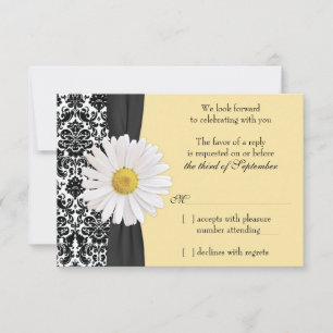 Vit Daisy Vintage Damask Bröllop RSVP Svar