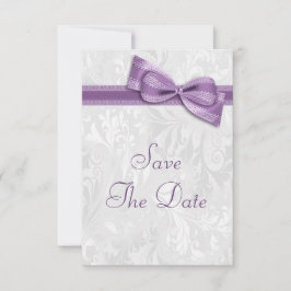 Vit Damask och Falsk Slinga Save The Date Spara Datumet