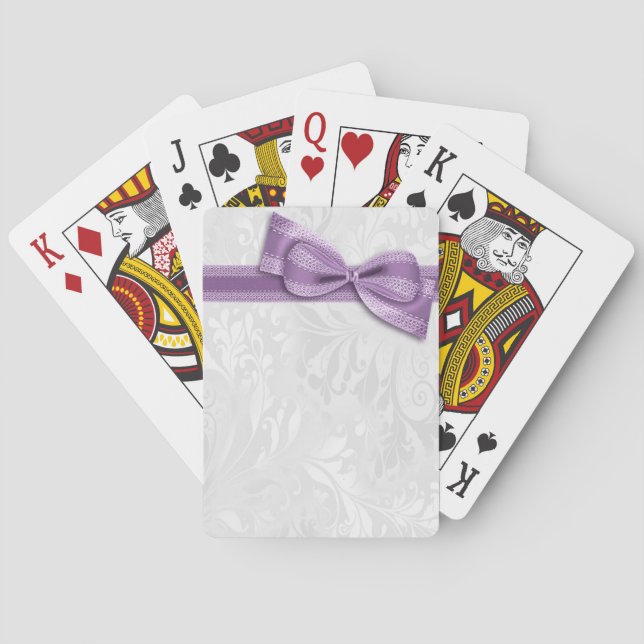 Vit Damask och lila falsk båge Casinokort (Baksidan)