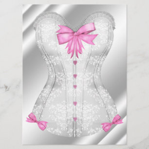 Vit Damask Rosa Slingor Korsett Lingeri Brudparty Inbjudningar