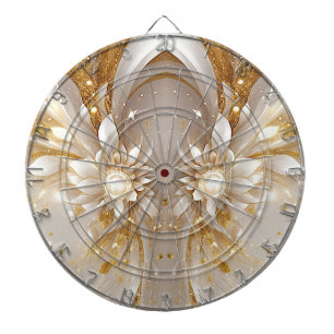 Vit Dartboard Blommigt Guld Darttavla