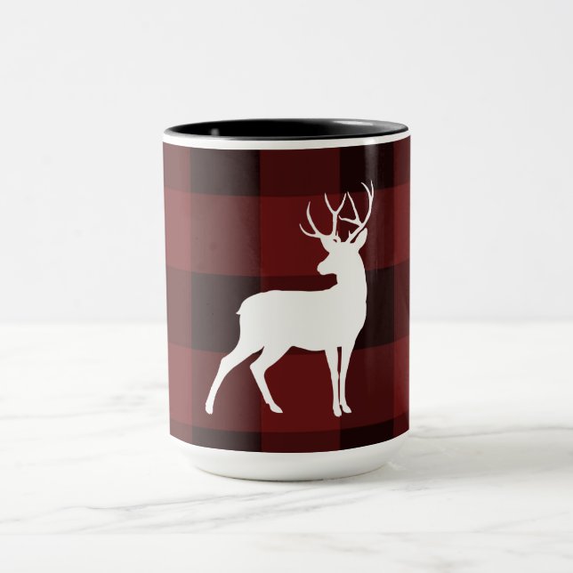 Vit Deer Buffalo Rutig Country Jul Mugg (Center)