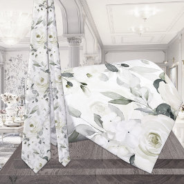 Vit Desdemona Ros 2 Silver Eukalyptus Bröllop Slips