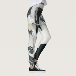 Vit design för äldre bilar leggings