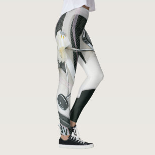 Vit design för äldre bilar leggings