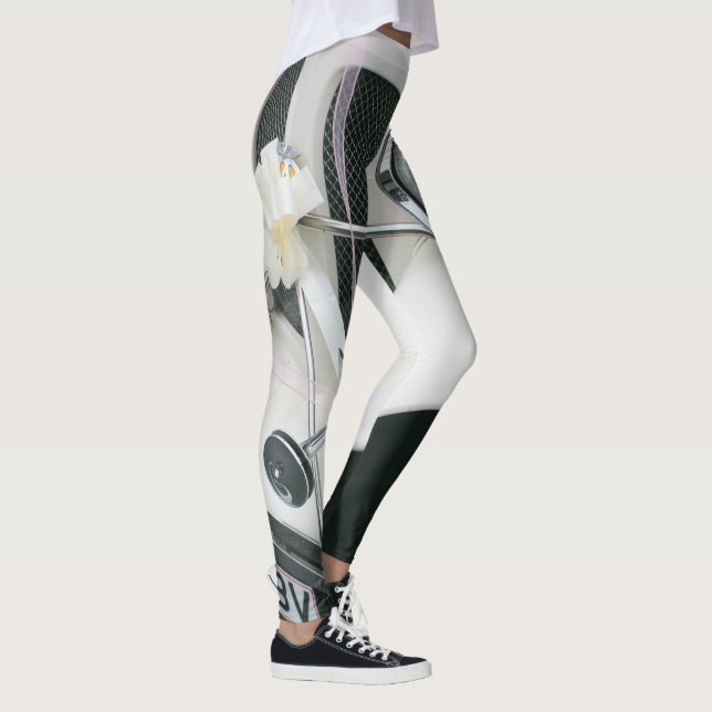 Vit design för äldre bilar leggings (Höger)