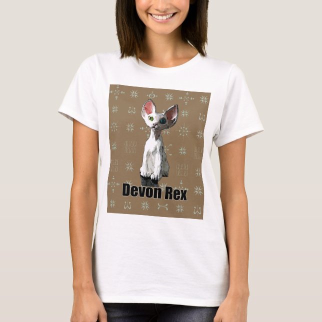 Vit Devon Rex Tee Shirt (Framsida)
