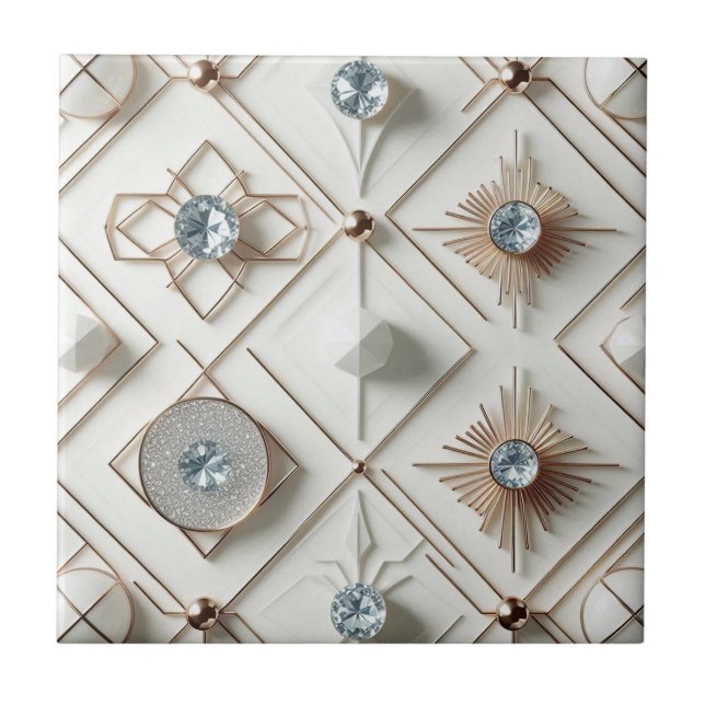 Vit Diamant Mid Century Modern  Kakelplatta (Framsidan)