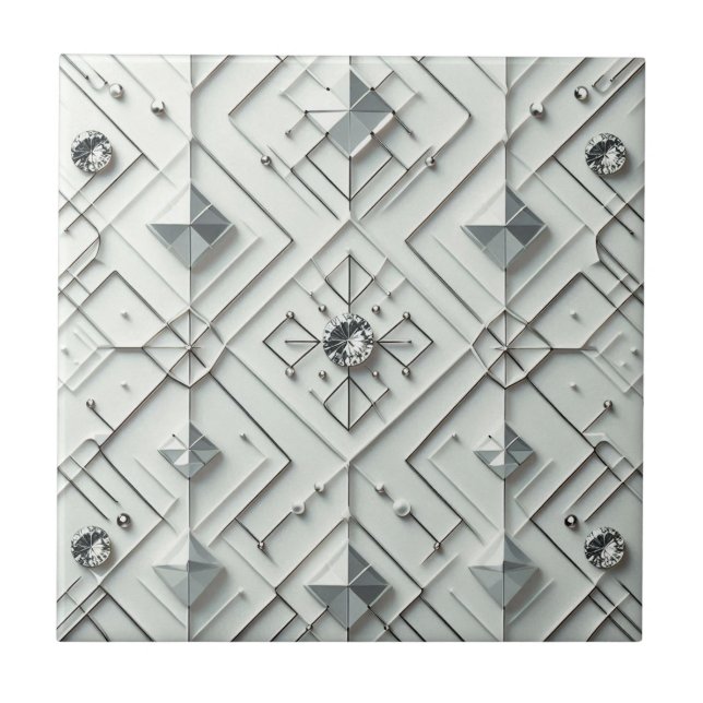 Vit Diamant Mid Century Modern  Kakelplatta (Framsidan)