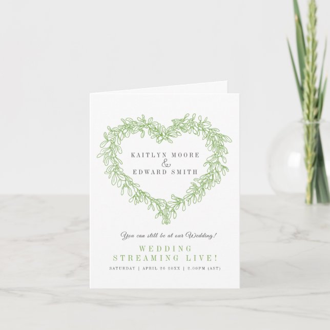 Vit direktström för grönten för vinterbröllop meddelande (Framsida)