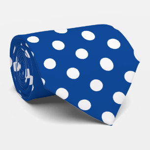 Vit djupblå Polka dots Mönster Slips