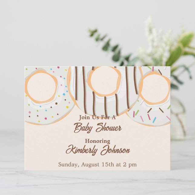 Vit Donut Delight Baby Shower-inbjudan Inbjudningar (Stående Fram)