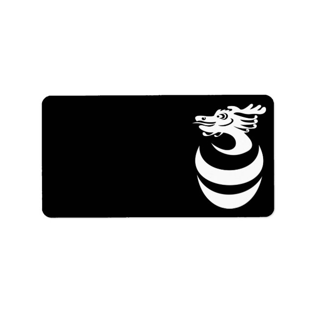 Vit dragon i äggetikett adressetikett (Framsidan)