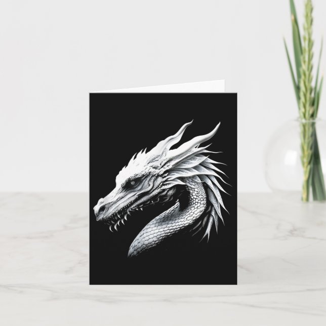 Vit Drakhuvud Mytisk Drakedräkt Eldar F Kort (Framsida)