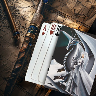 Vit Drakkvinna Fantasi Aurora Norrsken Casinokort