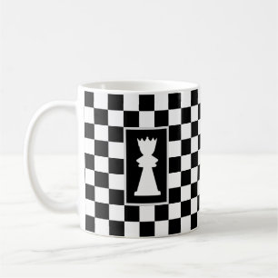 Vit drottning på svart & vit schack kaffemugg