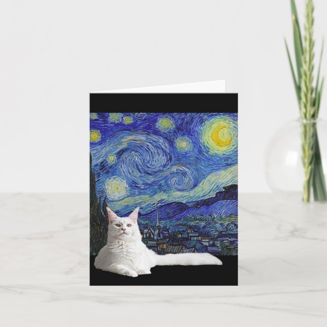 Vit dryck med Van Gogh Starry Nattkort Kort (Framsida)