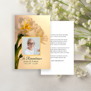 Vit Dubbla Daffodil Flowers Funeral Prayer Visitkort
