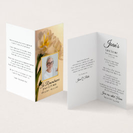 Vit Dubbla Daffodil Flowers Funeral Prayer Visitkort