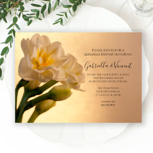 Vit Dubbla Daffodils Bröllop Rehearsal Dinner Inbjudningar