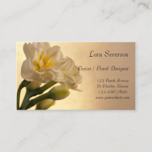 Vit Dubbla Daffodils Flowers Florist Visitkort