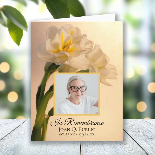 Vit Dubbla Daffodils Funeral Sympathy Tack Kort (Skapare uppladdad)