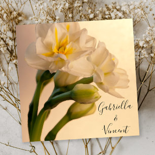 Vit Dubbla Daffodils Vår bröllop Inbjudningar