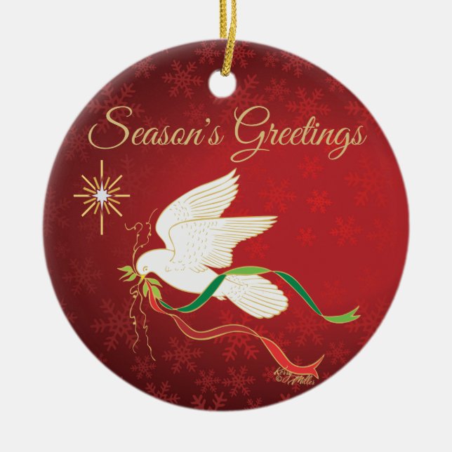 Vit duk julgransprydnad keramik (Framsidan)