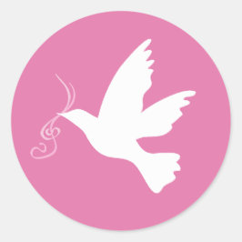 Vit duk med rosa rosett band-dekal runt klistermärke