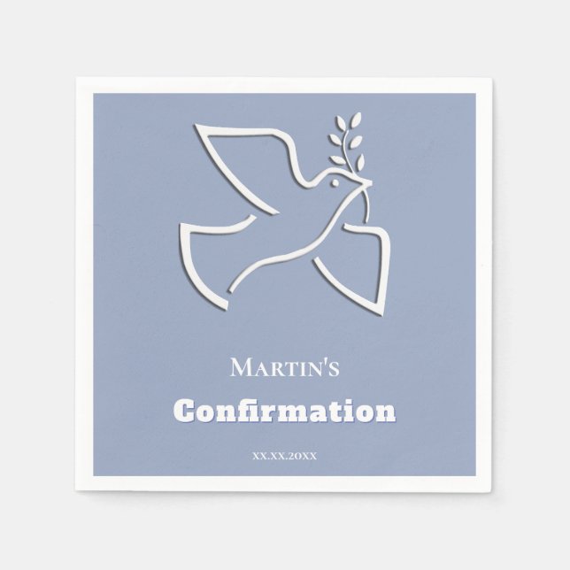 vit duva blå bakgrund konfirmation pappersservett (Framsidan)
