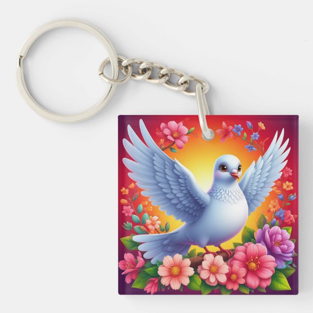 🕊️ Vit Duva Blommig Natur Design Lugnt Stil (Framsidan)
