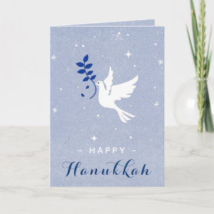 Vit duva Glad Hanukkah Glitter & Snöflingor Kort