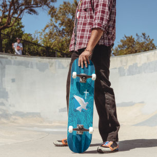 Vit duva mini skateboard bräda 18,5 cm