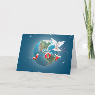 Vit duva på jordplaneten med joy Ornament Helgkort