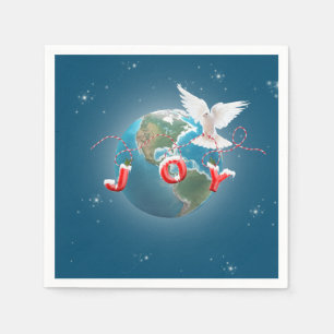 Vit duva på jordplaneten med joy Ornament Pappersservett