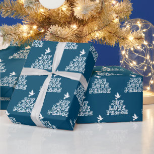 Vit duva på mörkblå glädje kärlek fred jul presentpapper