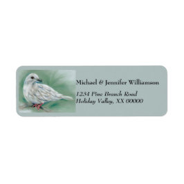 Vit duva vid julen i Gräs Returadress Etikett