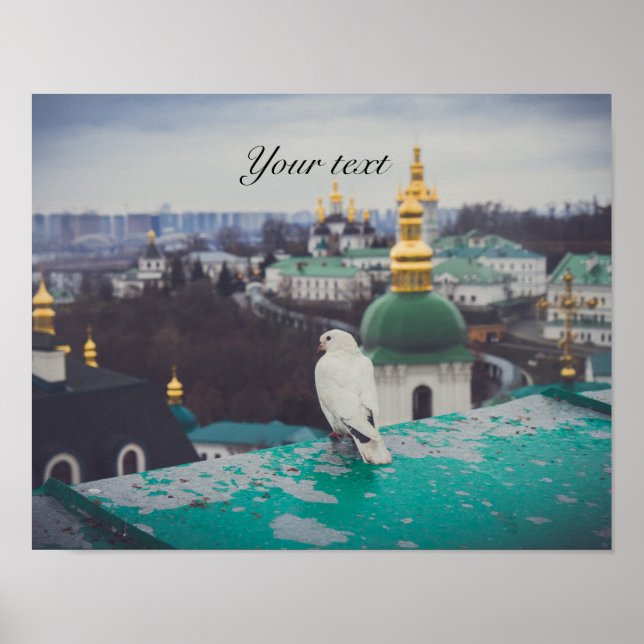 Vit duva vid ortodox kloster i Kiev Poster (Framsidan)