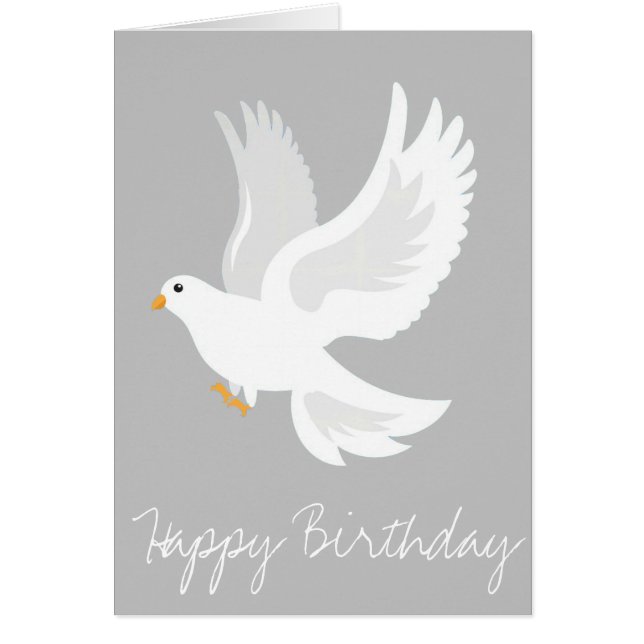 Vit duvfågel på grått hälsningskort (Framsidan)