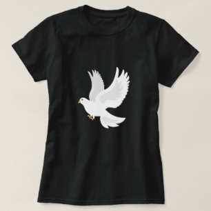 Vit duvfågel på grått t shirt