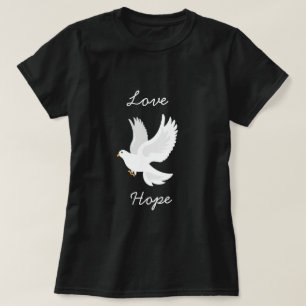 Vit duvfågel på grått t shirt