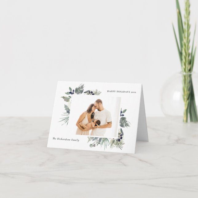 Vit dyster grön julgrönsak Foto Glad Helgkort (Framsida)