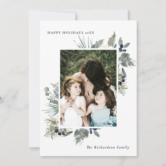 Vit dyster grön julgrönsak Foto Glad Julkort (Framsida)