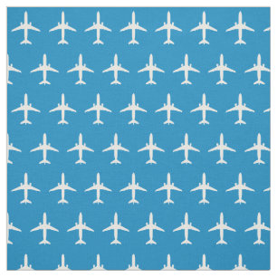 Vit E175 Jet-flygplan Mönster på Blue Fabric Tyg