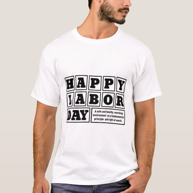 Vit efter lycklig arbetsdag Helgdag T Shirt (Framsida)