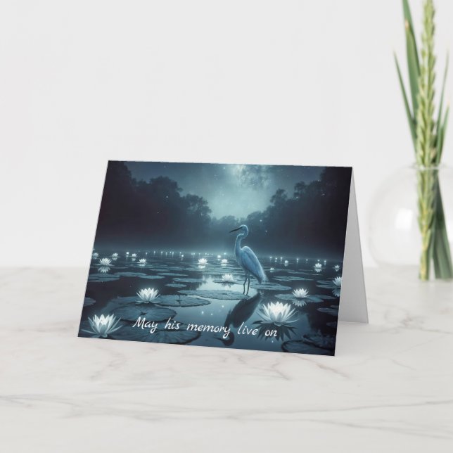 Vit Egret med Vatten Lilies-sympati Kort (Framsida)