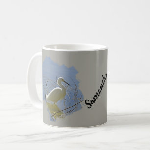 Vit Egret Photo Elegant Bird Lugn Vatten Natature Kaffemugg