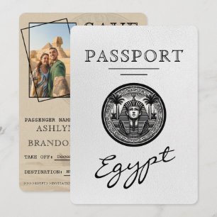 Vit egyptisk pass inbjudan till bröllop