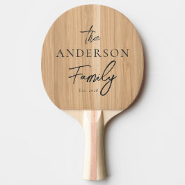 Vit Ek trä handskriven familjenamn Pingisracket