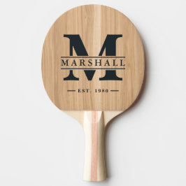 Vit Ek Trä Monogram & Namn Överlägg Pingisracket